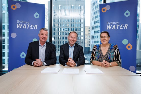  (From left) Trinity Managing Director, Francois Gouws with Sydney Water Managing Director, Roch Cheroux, and John Holland Chief Strategy Officer, Jayne Whitney.