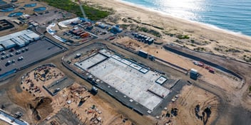 Aerial view of Belmont Desalination Plant construction site.