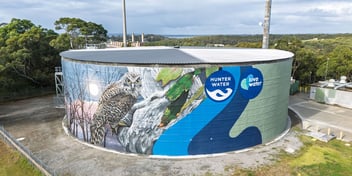 Hunter Water unveils Arcadia Vale reservoir mural.