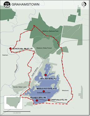 Figure 1: Key Routine Monitoring Sites in Grahamstown Dam Catchment 