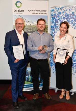 Water Professional of the Year finalist Andrew Kneebone, winner Stephen Westgate, and sponsor Sarah Jones