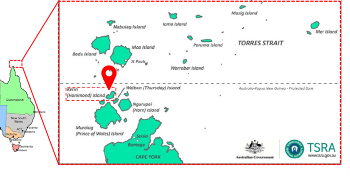 Location of Kirirri in the south-western Torres Strait region