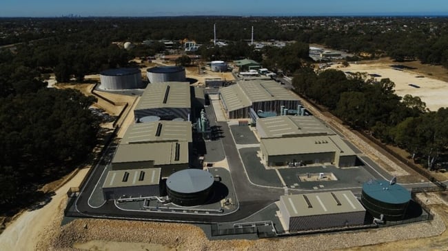Aerial view of advanced water recycling plant supplying source water for Perth’s GWRS 