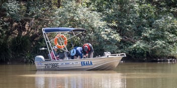 Logan River sampling near Waterford (image credit: Griffith University). 