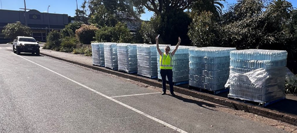 Water bottles for impacted customers. 