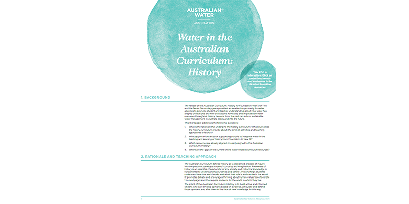 Water in the Australian Curriculum: History