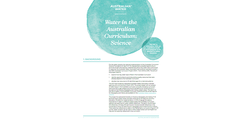 Water in the Australian Curriculum: Science