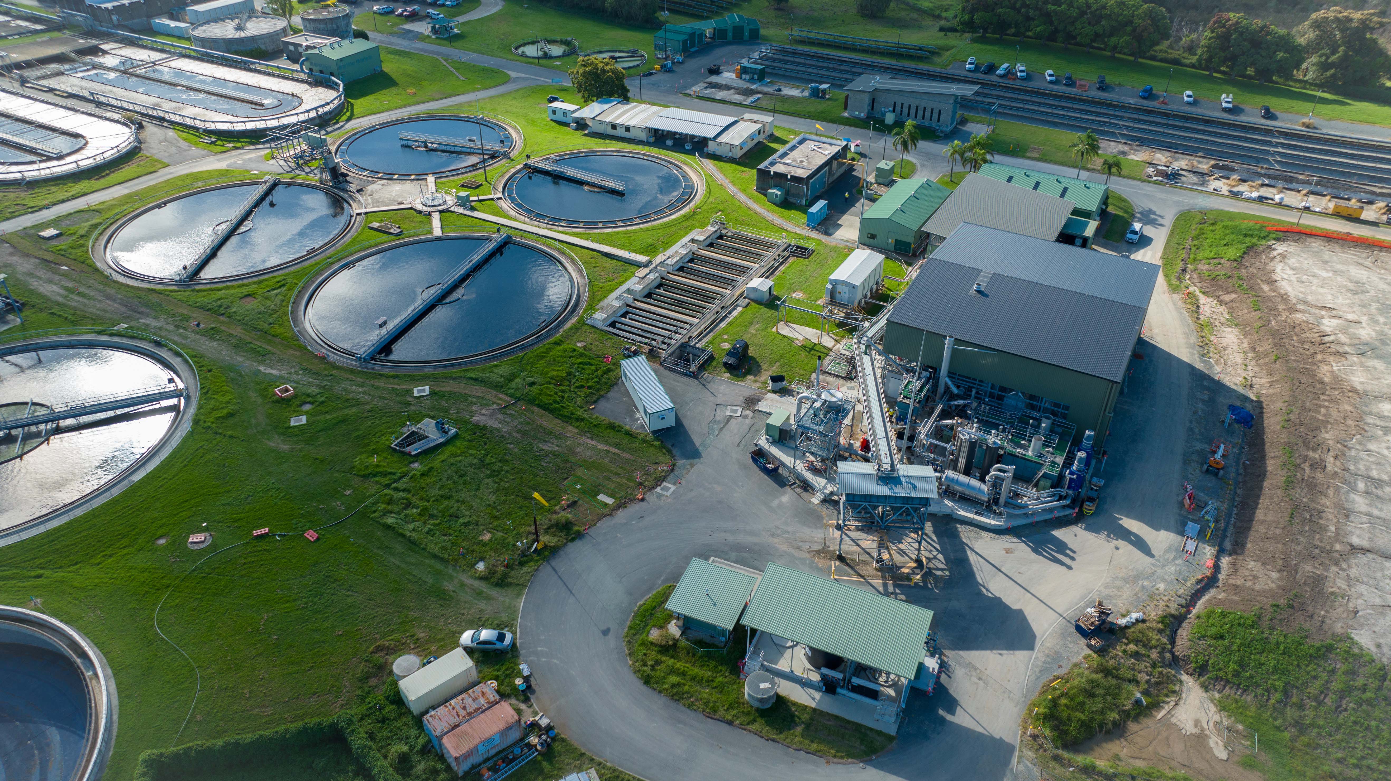 Aerial view biosolids gasification facility