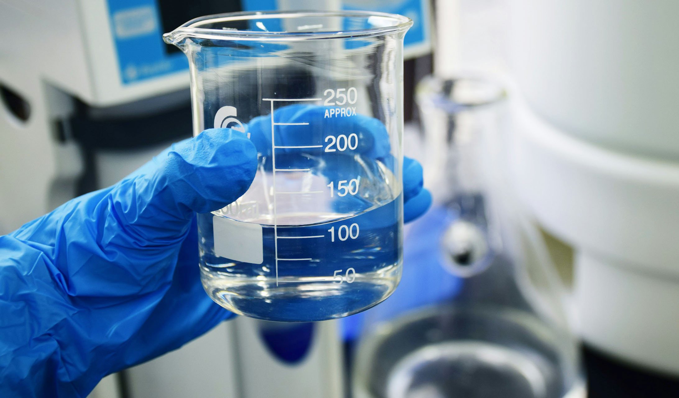 Glass of water in a lab