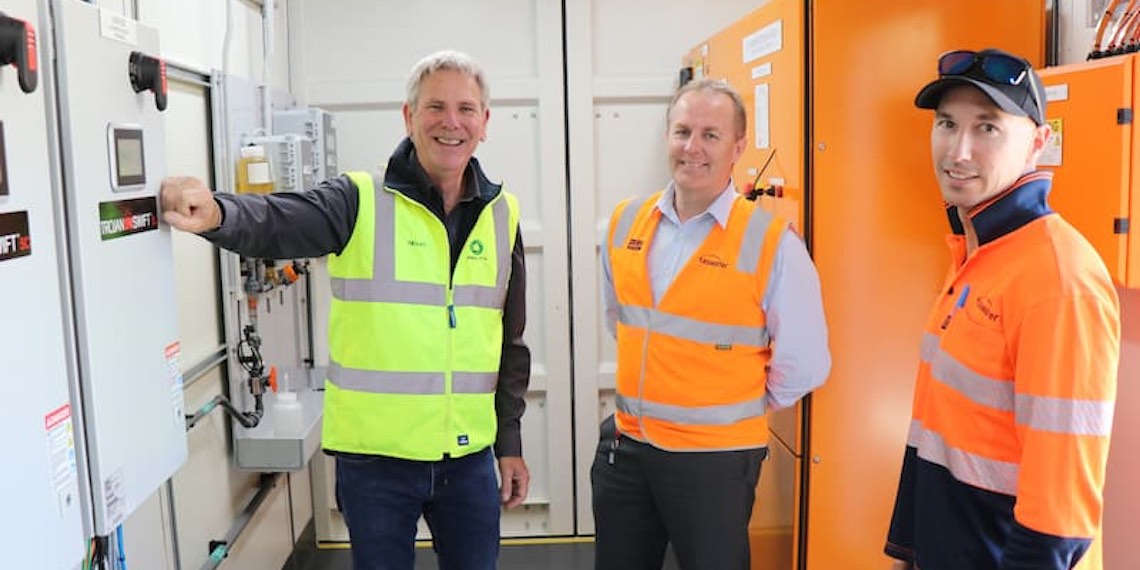 TRILITY's Tony-Hourigan with TasWater acting CEO Tony Willmott and TasWater Central North Coordinator Jake Ward